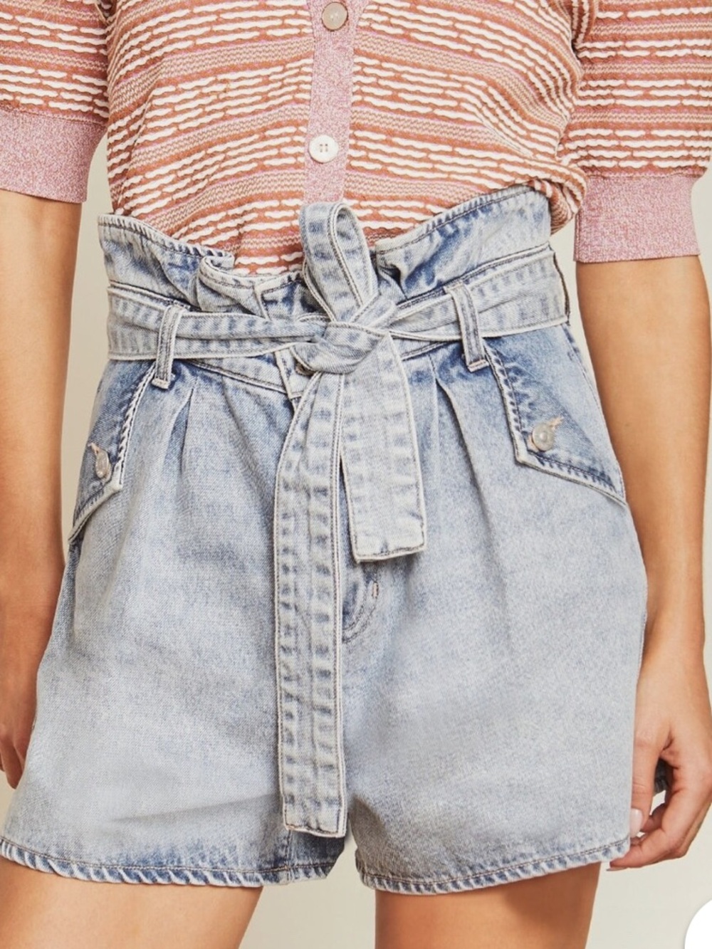 NWOT Veronica Beard NORI paperbag denim shorts 27 - Picture 3 of 6